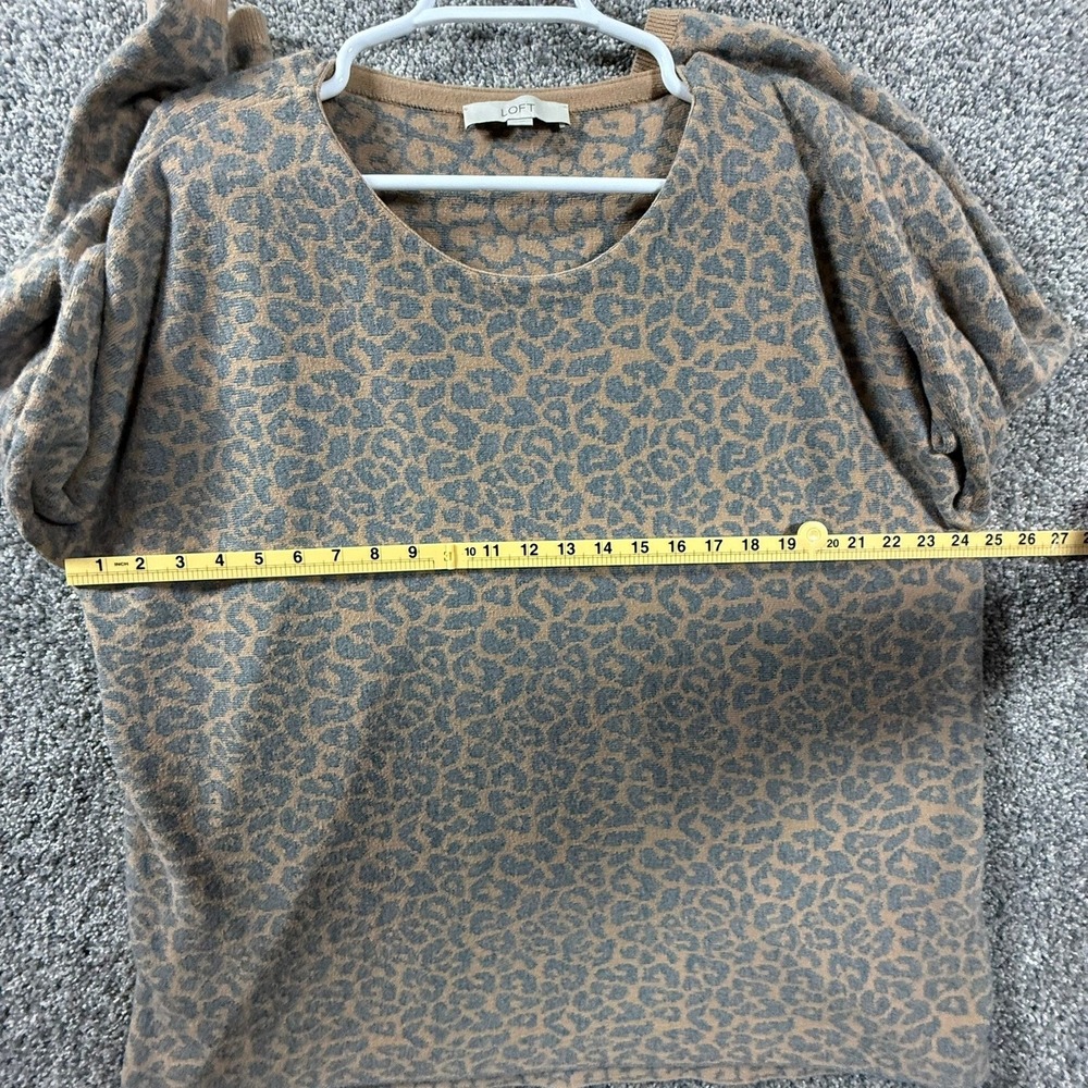 Ann Taylor LOFT Womens XXL Leopard Animal Print Tan Gray Knit Pullover Sweater - Picture 5 of 9